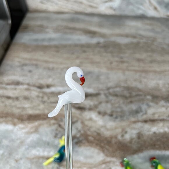 Glass Stir Sticks Bird Designs Unique Set Of 4 Cocktail Swizzle Stick Barware - Picture 5 of 12